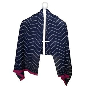 Navy, White and‎ Pink Zig Zag Scarf